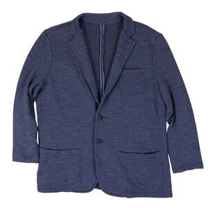 Faherty Inlet Knit Blazer Mens XL Blue Cotton Blend Unstructured Sport Coat